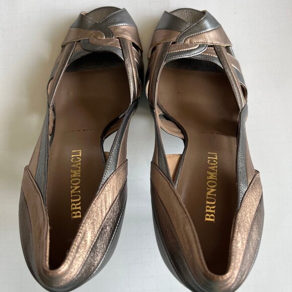 NEW Bruno Magli Peep-Toe Pumps Size 6.5 Bronze Metallic Womens Shoes Italy Made - Picture 5 of 12